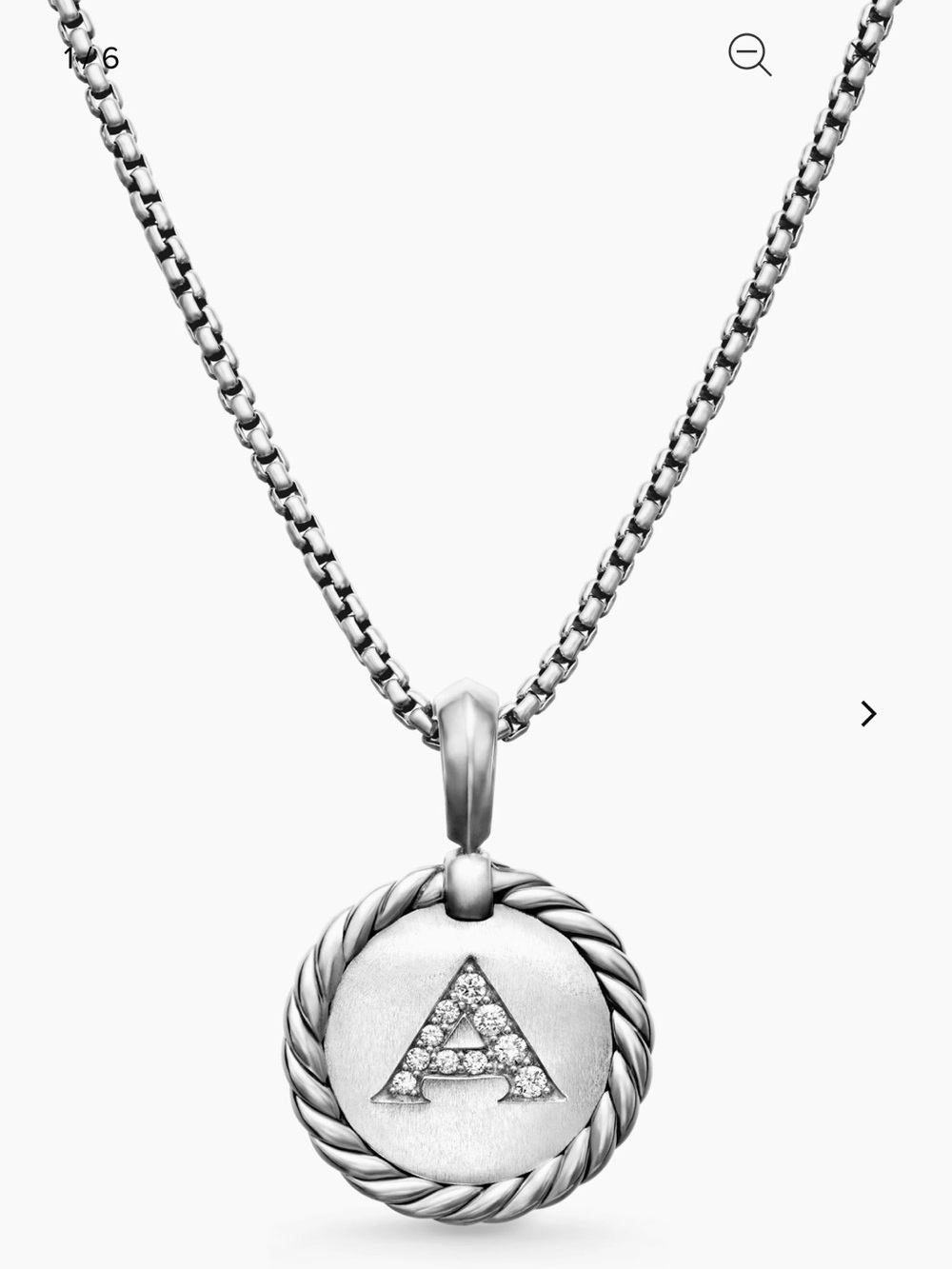 INITIAL CHARM NECKLACE Sterling Silver with Diamond A